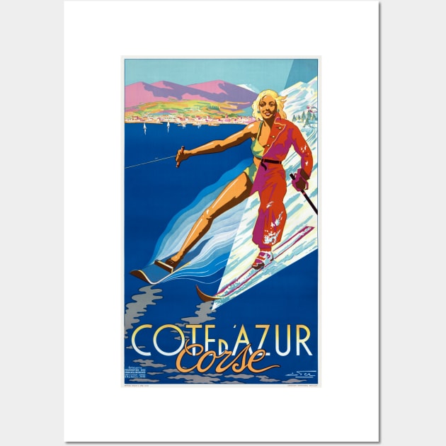 Côte d'Azur Corse France Vintage Poster 1930 Postcard Wall Art by vintagetreasure